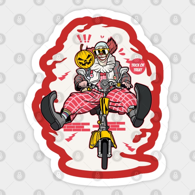 Clown Biker Sticker by beanbeardy